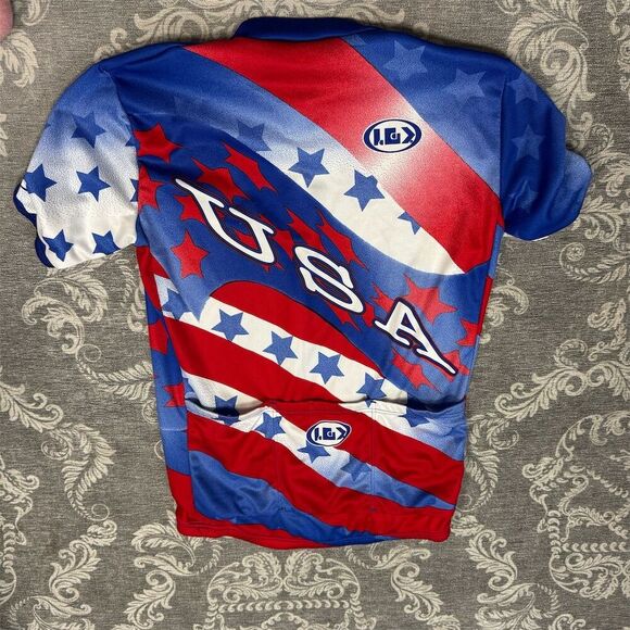 Louis Garneau Men's Vintage Cycling Jersey Stars & Stripes USA Theme - Picture 2 of 7